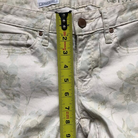 GAP 1969, Low Rise, Light Beige Floral, Always Skinny Jeans, Sz 27 - Picture 8 of 9